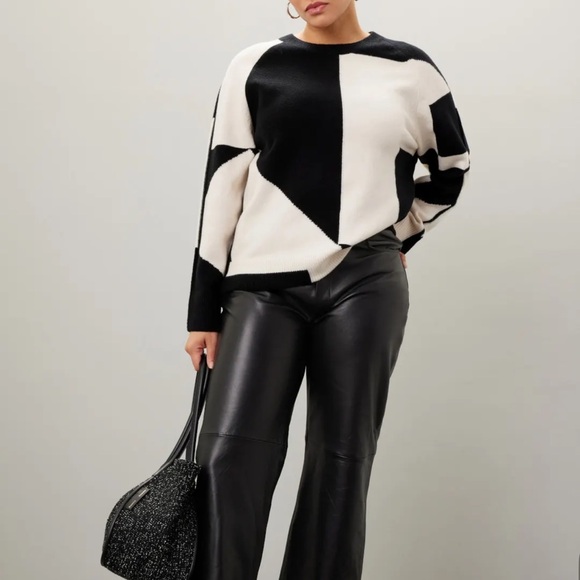 Club Monaco Sweaters - Club Monaco Black and Cream Geometric Sweater